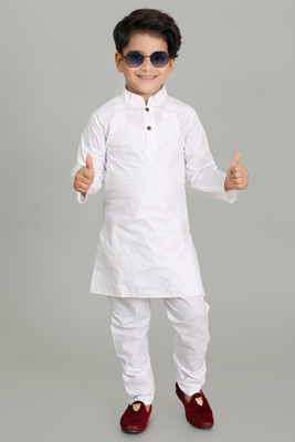 Royall Collection Boys Festive & Party Kurta and Dhoti Pant Set(White Pack of 1)