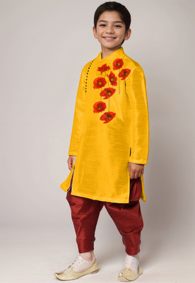 DEVOILER Boys Festive & Party Kurta and Dhoti Pant Set(Yellow Pack of 1)