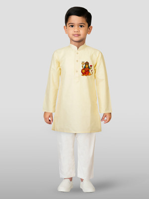 jbn CREATION Baby Boys Casual Kurta and Pyjama Set(Beige Pack of 1)