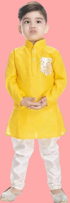 Elegant Attire Boys Festive & Party Kurta and Pyjama Set(Yellow Pack of 1)