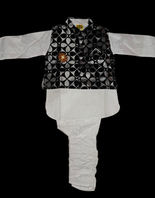 Raniomatic Baby Boys Festive & Party Ethnic Jacket, Kurta and Dhoti Pant Set(Black Pack of 1)