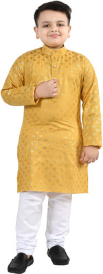 Arshia Fashions Boys Festive & Party Kurta and Pyjama Set(Yellow Pack of 1)