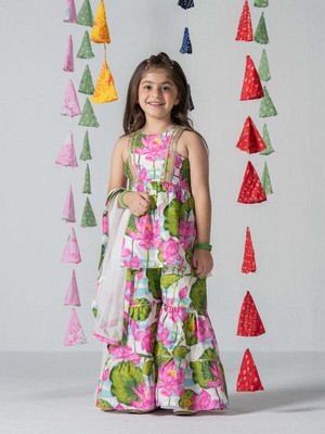 Tasrika Girls Casual Kurta and Sharara Set(Multicolor Pack of 1)