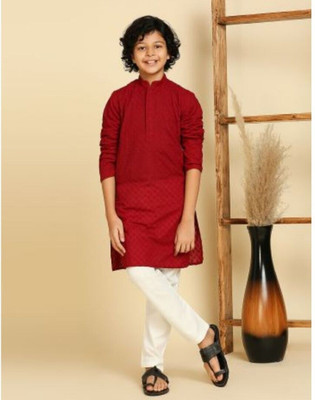 VC FASHION TREND Baby Boys Festive & Party Kurta and Pyjama Set(Maroon Pack of 1)