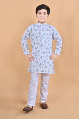 BT DEZINES Boys Festive & Party, Casual Kurta and Pyjama Set(White Pack of 1)