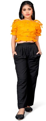 vroxa creation Girls Party(Festive) Top Trouser(Yellow)