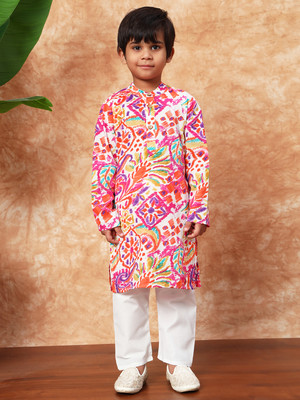 Readiprint Boys Festive & Party Kurta and Pyjama Set(Pink Pack of 1)
