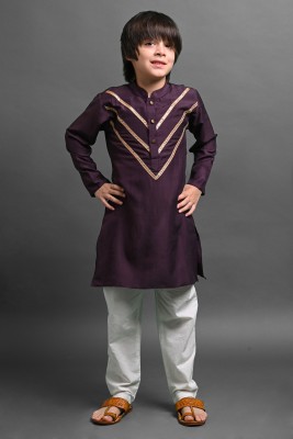 Vesham Boys Festive & Party Kurta and Pyjama Set(Purple Pack of 1)