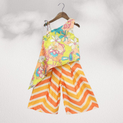 RUBEE FEB Girls Festive & Party, Wedding Kurta and Palazzo Set(Multicolor Pack of 1)