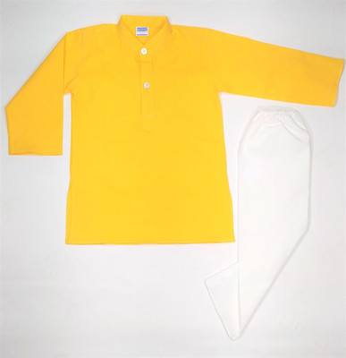 Shlok Samhita Boys Festive & Party Kurta and Pyjama Set(Yellow Pack of 1)