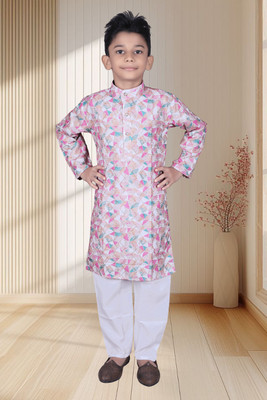Ganesh Creation Boys Festive & Party Kurta and Pyjama Set(Multicolor Pack of 1)