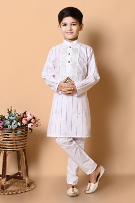 AHLAN APPARELS Boys Festive & Party Kurta and Pyjama Set(White Pack of 1)