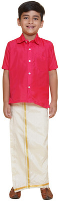 Sethukrishna Boys Festive & Party Kurta and Dhoti Pant Set(Pink Pack of 1)