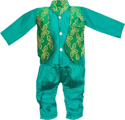 Amirtha Fashion Boys Festive & Party Kurta and Pyjama Set(Green Pack of 1)