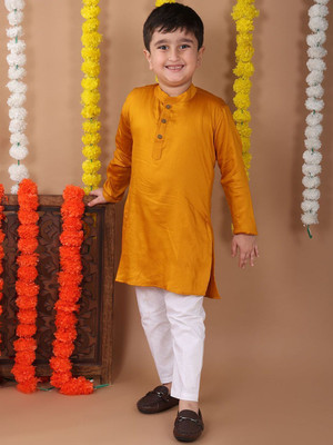 Sangria Girls Festive & Party Kurta and Pyjama Set(Yellow Pack of 2)