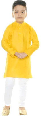VC FASHION HUB Baby Boys Festive & Party Kurta and Pyjama Set(Yellow Pack of 1)