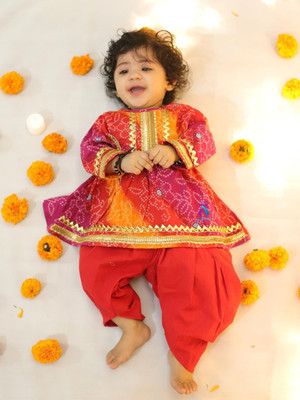 JEXPORT Girls Festive & Party, Wedding Kurta and Dhoti Pant Set(Red Pack of 1)