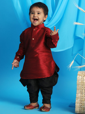 VASTRAMAY Boys Festive & Party Kurta and Dhoti Pant Set(Maroon Pack of 1)
