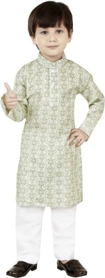 STCFASHION Boys Festive & Party, Wedding, Casual Kurta and Pyjama Set(Light Green Pack of 1)