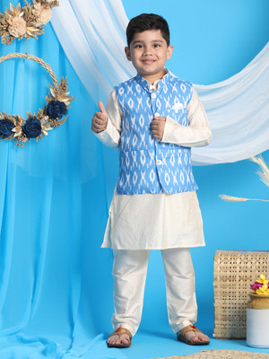 VASTRAMAY Boys Festive & Party Kurta and Pyjama Set(White Pack of 1)