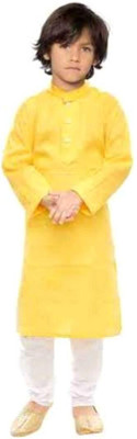 VC FASHION HUB Baby Boys Festive & Party Kurta and Pyjama Set(Yellow Pack of 1)