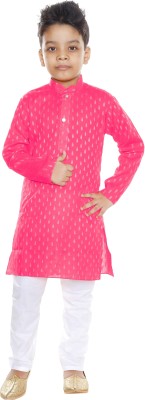 Vesh Boys Festive & Party Kurta and Pyjama Set(Pink Pack of 1)