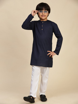 SKAVIJ Boys Festive & Party Kurta and Pyjama Set(Blue Pack of 1)