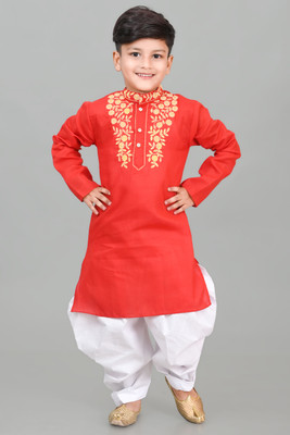 NFC CREATION Boys Festive & Party Kurta and Dhoti Pant Set(Red Pack of 1)
