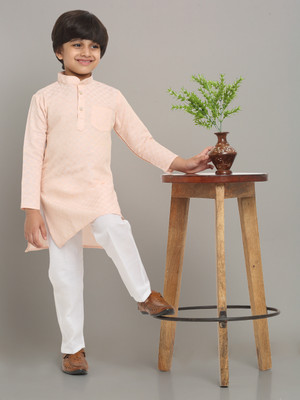 RCENSA Boys Festive & Party Kurta and Pyjama Set(Beige Pack of 1)