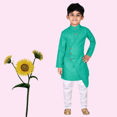 VCD FASHION HUB Baby Boys Festive & Party Kurta and Pyjama Set(Green Pack of 1)