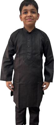 Narayan creations Boys Festive & Party Kurta and Pyjama Set(Black Pack of 1)