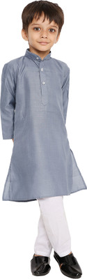MAHARAJA Boys Festive & Party Kurta and Pyjama Set(Grey Pack of 1)