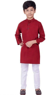 VDC FASHION TREND Baby Boys Festive & Party Kurta and Pyjama Set(Maroon Pack of 1)
