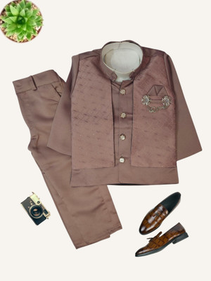 Kavya Creations Boys Festive & Party, Wedding Blazer and Pant Set(Pink Pack of 1)