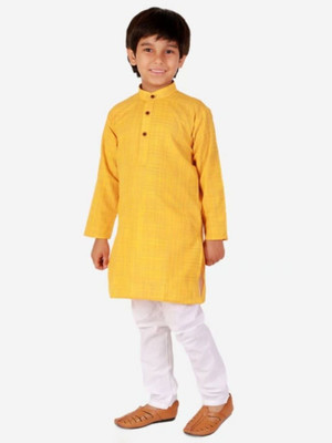 vd feb Boys Festive & Party Kurta and Pyjama Set(Yellow Pack of 1)