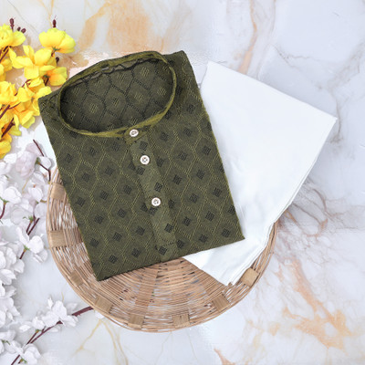 Brofun Boys Festive & Party, Wedding Kurta and Pyjama Set(Green Pack of 1)