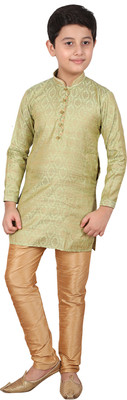 3SIX5 Boys Festive & Party Kurta and Churidar Set(Light Green Pack of 1)