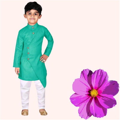 VC FASHION HUB Baby Boys Festive & Party Kurta and Pyjama Set(Green Pack of 1)