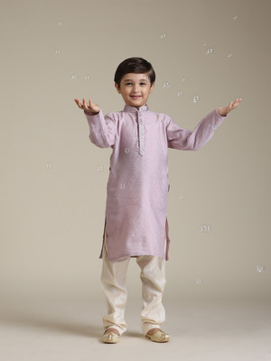 MANYAVAR Boys Festive & Party Kurta and Pyjama Set(Purple Pack of 31)