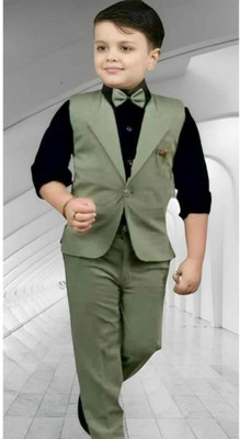 ELITE ELEGANCE FAB Boys Party(Festive) Waistcoat Waistcoat(GREEN-)
