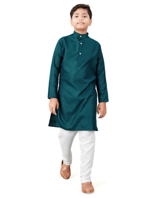 Ganesh Creation GC Boys Festive & Party Kurta and Pyjama Set(Dark Blue Pack of 1)