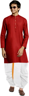 click n buy Boys Festive & Party Dhoti & Kurta Set(Red Pack of 1)