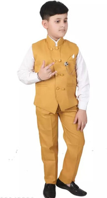 Shree Shyam Boys Festive & Party, Wedding Shirt, Waistcoat and Pant Set(Blue Pack of 1)