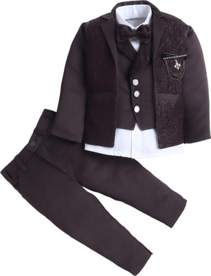 Fourfolds 3 Piece Jacquard Woven Boys Suit