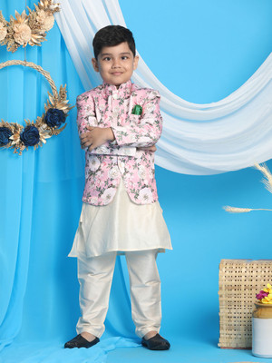 VASTRAMAY Boys Festive & Party Kurta and Pyjama Set(White Pack of 1)