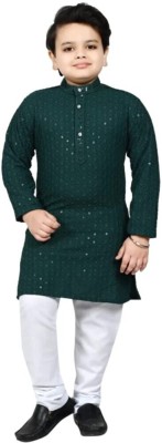 NVH Boys Wedding Kurta and Pyjama Set(Green Pack of 1)