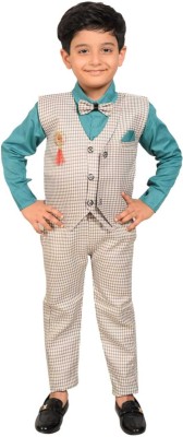 MISS LOCAL Baby Boys Festive & Party Shirt, Waistcoat and Pant Set(Light Blue Pack of 1)