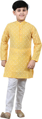 Arshia Fashions Boys Festive & Party Kurta and Pyjama Set(Yellow Pack of 1)