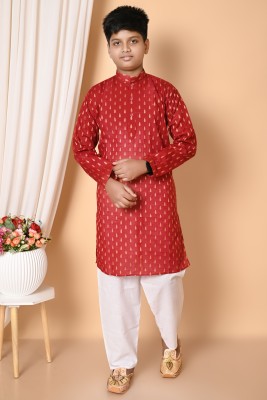 Lakiagarments Boys Festive & Party Kurta and Pyjama Set(Maroon Pack of 1)