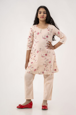 Tuniya Girls Casual Kurta and Pyjama Set(Pink Pack of 2)
